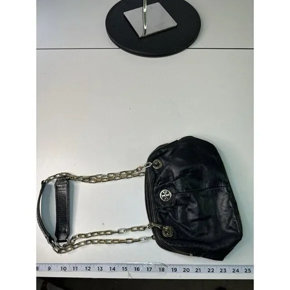 Tory Burch Dena Mini Black Crinkle Leather  Crossbody Chain Bag - Picture 11 of 11